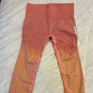 Gymshark Adapt Ombre Peach/Coral Seamless Leggings with free matching dupe bra
